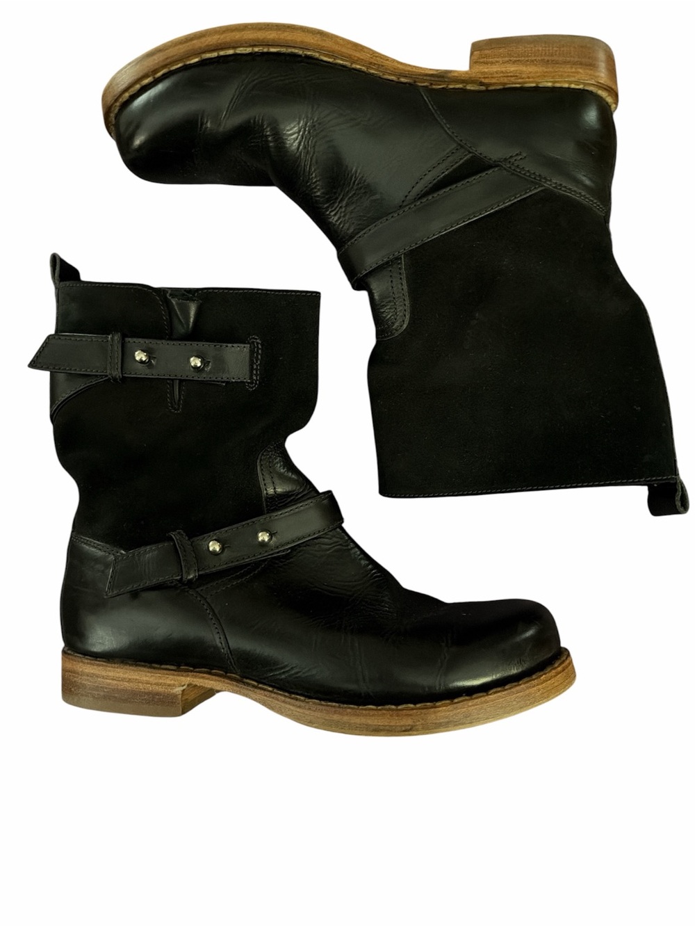 rag & bone Black Leather and Suede Ankle Boots